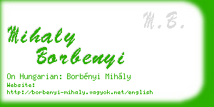 mihaly borbenyi business card