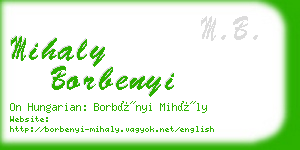mihaly borbenyi business card